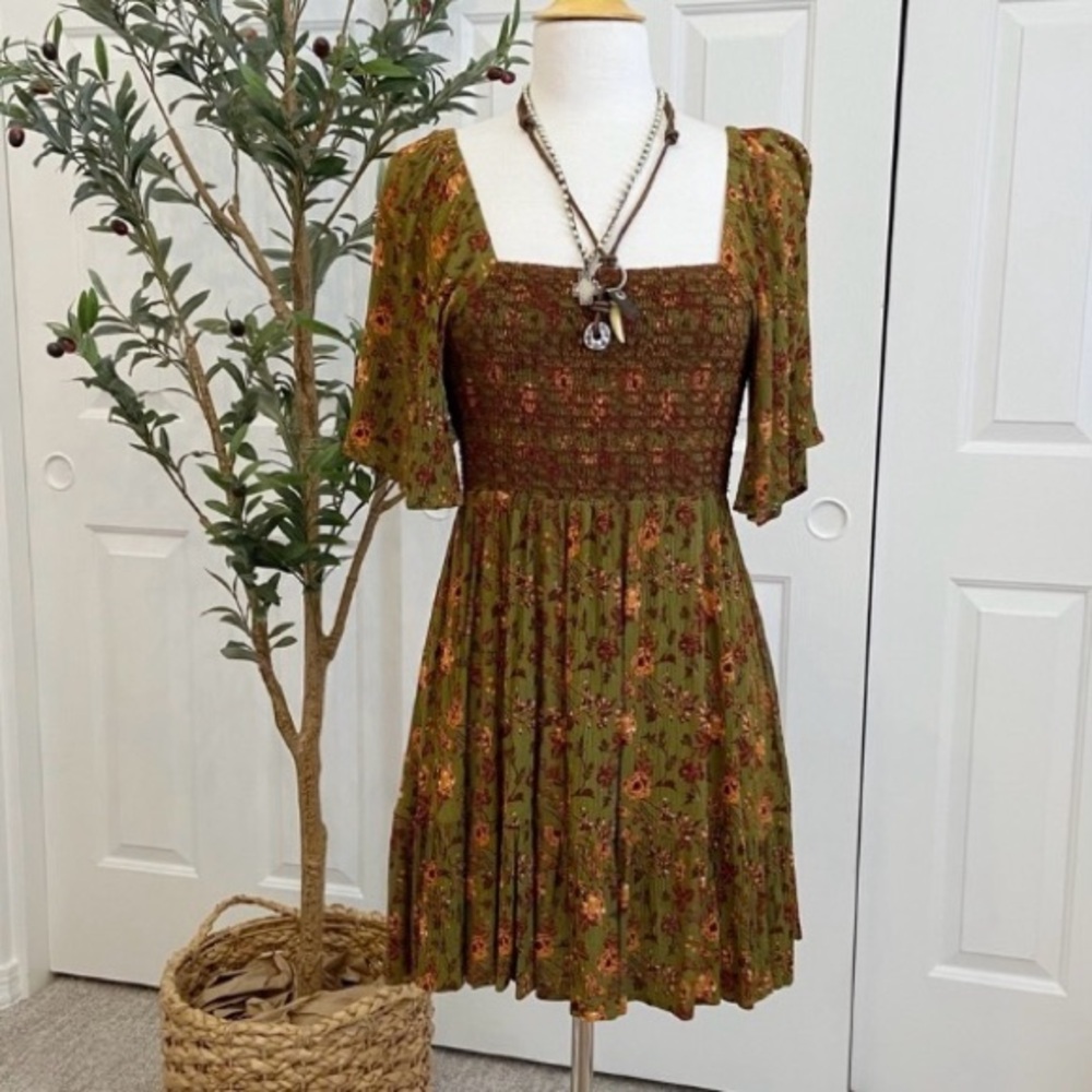 Smocked Mini Dress, Open Back that Ties in back